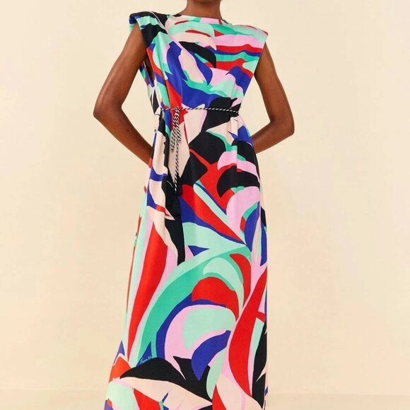 FARM Rio Colorful Abstract Midi Dress - Picture 1 of 15